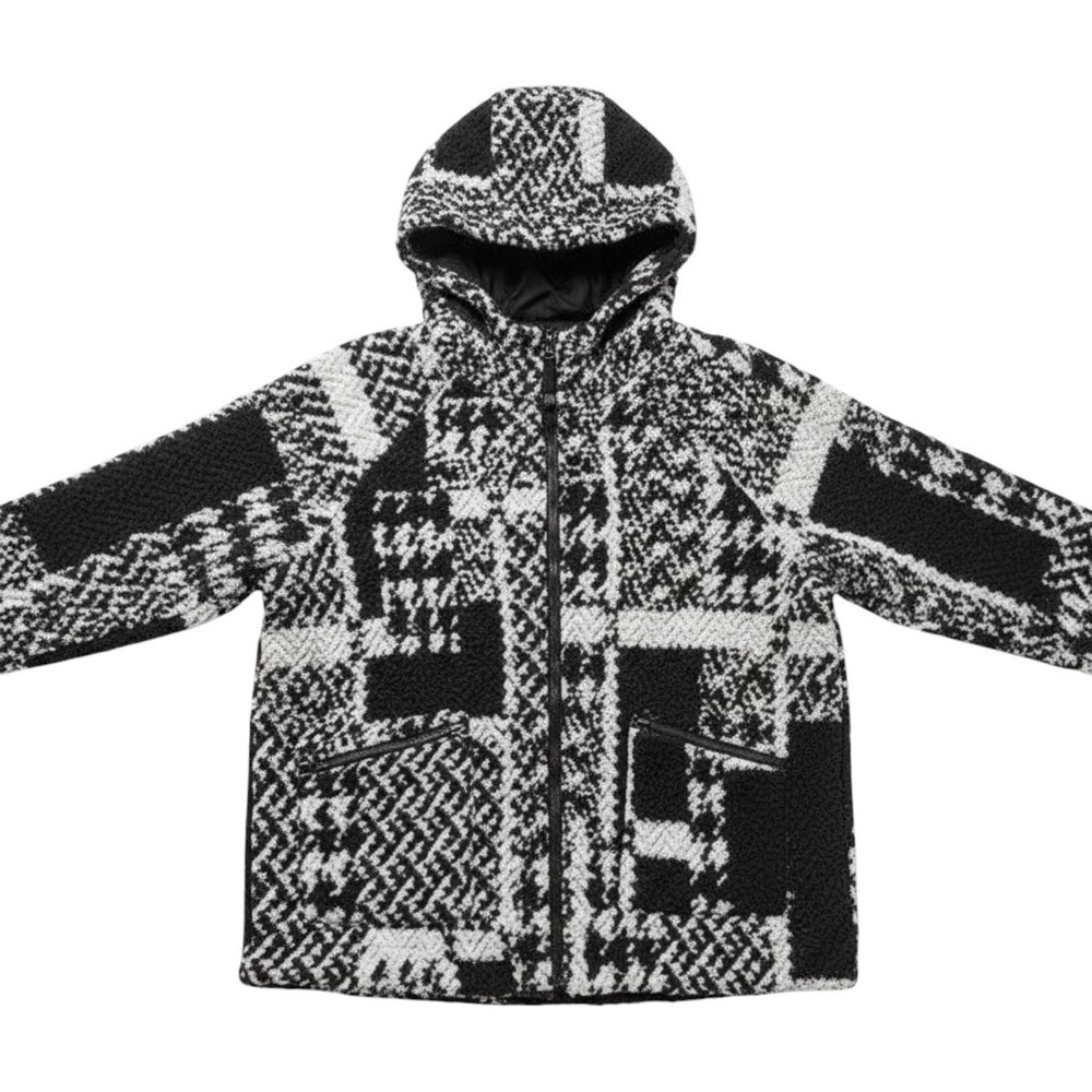 Prana Oversized Jacket Women Small Black White Excellent Houndstooth Patchwork